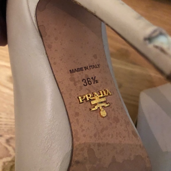 Prada Taupe Open Toe Bootie Heels. Sz 37 1/2. - Picture 5 of 6